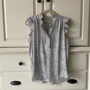 LOFT Black & White Polka Dot Sleeveless Blouse